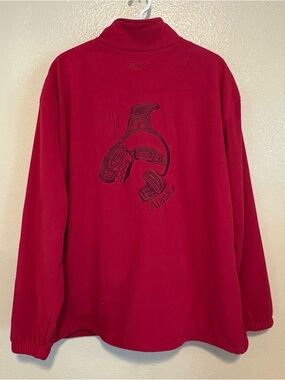 Princess Cruises Red Fleece Zip Alaska Orca Killer Whale Northwest Coast Art XL